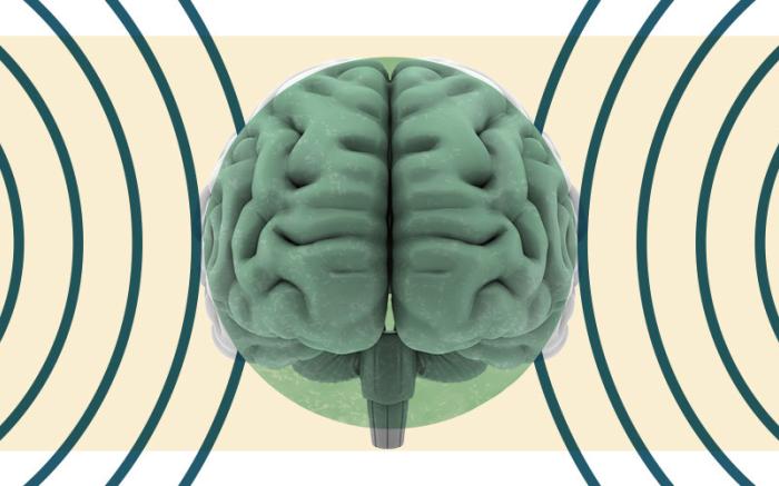 A brain surrounded by circles representing brain waves